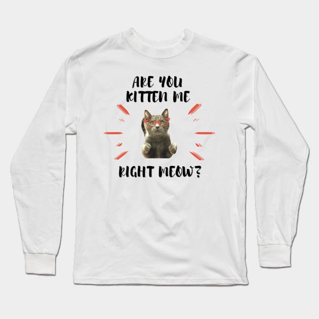 Are you Kitten Me Right Neow Long Sleeve T-Shirt by Dawah Giraffe